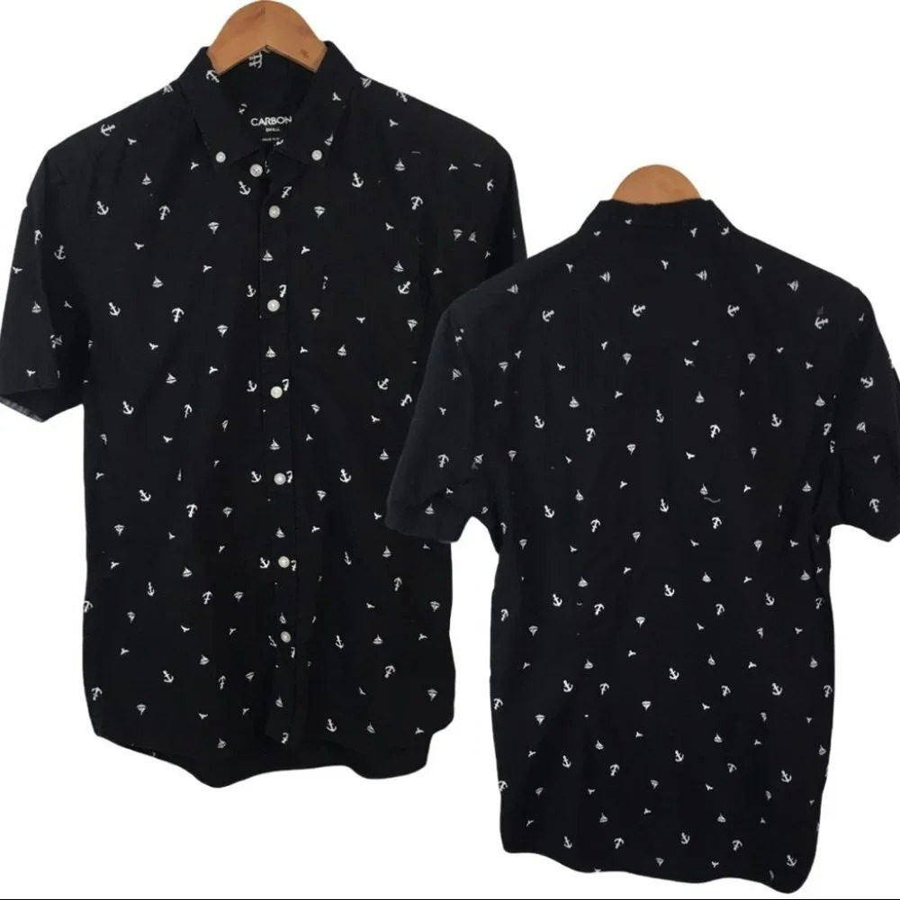 BF456 Carbon Rue21 Anchor Casual Beach Shirt S